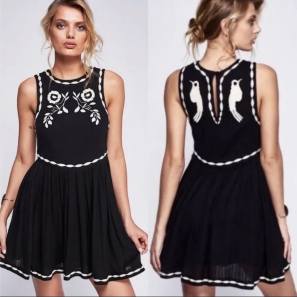 Free People Birds Of A Feather Embroidered Mini Dress / 4